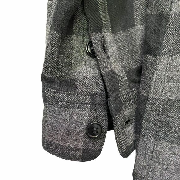 Nest Robe Wool cotton gingham plaid Button Front Black gray Gingham medium - Picture 5 of 11